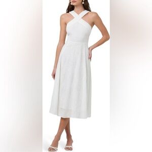 ASTR The Label Eyelet Halter Midi Dress Size Medium White
